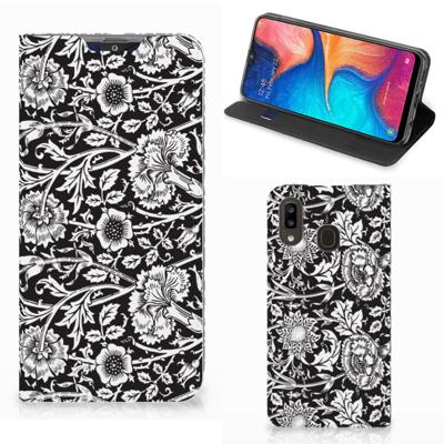 Samsung Galaxy A30 Smart Cover Black Flowers Samsung Galaxy A30 Smart Cover Black Flowers
