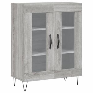 The Living Store Dressoir - Kast - 69.5 x 34 x 90 cm - Grijs Sonoma Eiken - Met Glas