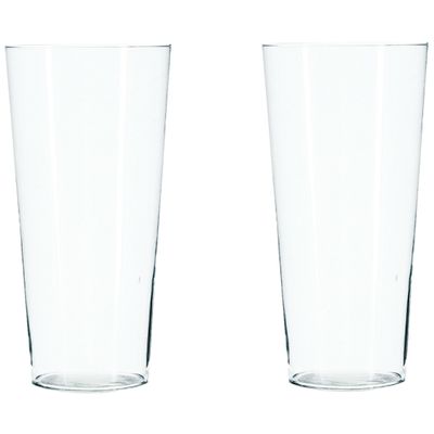 Bloemenvaas - 2x - Conisch model - transparant - glas - H30 x D14 cm