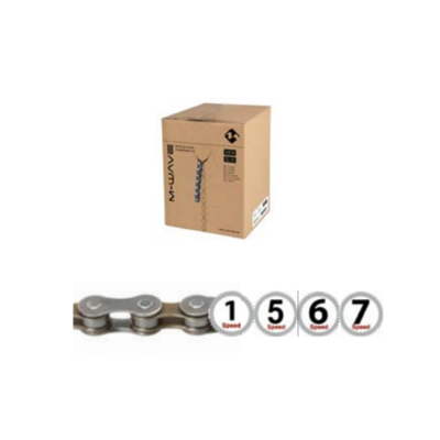M-Wave ketting 5/6/7 speed 1/2x3/32, grijs/bruin 7.3mm. 15m op rol, incl 10 verbindingsschakels