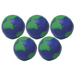 10x Anti-stressballen wereldbol 6,5 cm