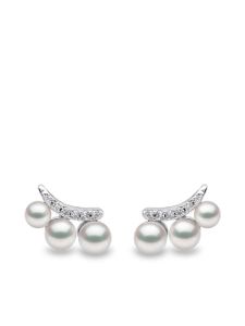 Yoko London puces d'oreilles Sleek en or blanc 18ct ornées de diamants et de perles Akoya - Argent