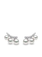 Yoko London puces d'oreilles Sleek en or blanc 18ct ornées de diamants et de perles Akoya - Argent - thumbnail