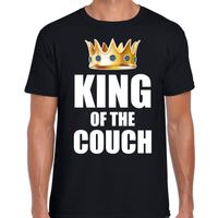 King of the couch t-shirts voor thuisblijvers tijdens Koningsdag zwart heren 2XL  - - thumbnail