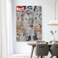 Urban Cotton Wandkleed 'Brigitte' 110 x 145cm in Frame - black