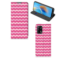 OPPO A74 4G Hoesje met Magneet Waves Pink - thumbnail