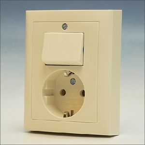 Berker S1 combinatie van wisselschakelaar en stopcontact met randaarde creme glanzend