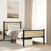 Bedframe zonder matras metaal sonoma eikenkleurig 90x190 cm