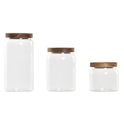 Set van 3 Potjes DKD Home Decor Acacia Borosilicaatglas (1 L) (400 ml) (700 ml) (3 Onderdelen)