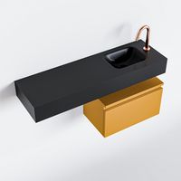 Toiletmeubel Mondiaz Andor | 100 cm | Meubelkleur Ocher | Lex vrijhangend wastafel Urban Rechts | 1 kraangat