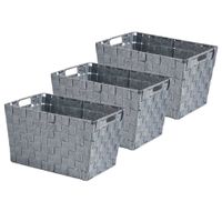 Set van 3x stuks kast/badkamer opbergmandjes zilvergrijs 35 x 25 x 20 cm