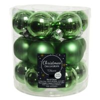 36x stuks kleine glazen kerstballen groen 4 cm mat/glans - thumbnail