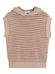 Brunello Cucinelli Kids débardeur en maille ajourée à sequins - Rose