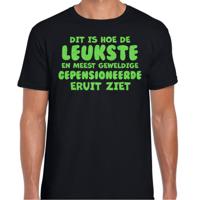 Cadeau T-shirt voor heren - leukste gepensioneerde man - zwart - glitter groen