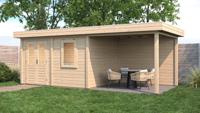Lugarde Select Modern tuinhuis met overkapping Emmen 388x300cm + 300cm - Onbehandeld- Plat dak- - Lugarde Select