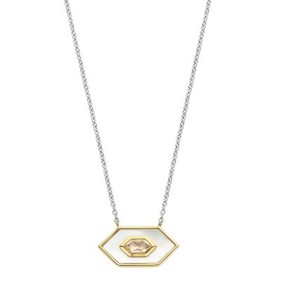 TI SENTO-Milano 34039MW Ketting zilver-parelmoer-kleursteen goud-en zilverkleurig-wit-nude 38-48 cm