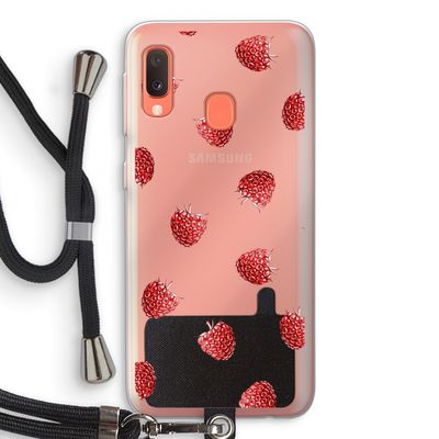 Framboosjes: Samsung Galaxy A20e Transparant Hoesje met koord