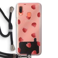 Framboosjes: Samsung Galaxy A20e Transparant Hoesje met koord
