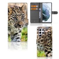 Samsung Galaxy S22 Ultra | Telefoonhoesje | Met pasjeshouder | Baby Luipaard