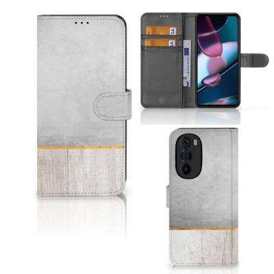 Motorola Edge 30 Pro | Book Style Case | Wood Concrete | Portemonnee hoesje