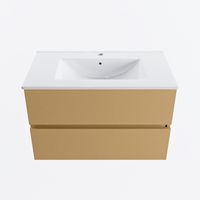 MONDIAZ VICA 80cm badmeubel onderkast Oro 2 lades. Wastafel DENIA midden 1 kraangat, kleur Glanzend Wit.