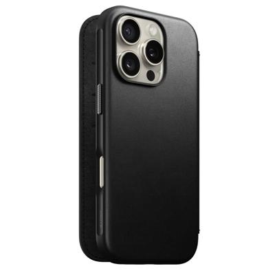 Nomad Modern Leren Folio iPhone 16 Pro Zwart