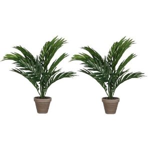 2x Groene Areca palm kunstplant  in pot 40 cm woonaccessoires/woondecoraties   -