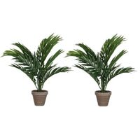2x Groene Areca palm kunstplant  in pot 40 cm woonaccessoires/woondecoraties   -