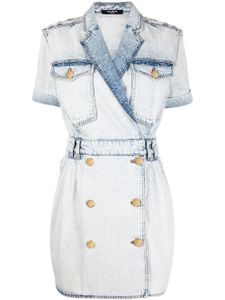 Balmain robe en jean à boutonnière croisée - Bleu