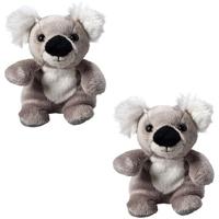 MBW Knuffel Koala - 2x - grijs - 11 cm - pluche - knuffeldier - zittend model