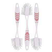 Afwasborstel met ophang lus - 3x stuks - roze - 29 cm