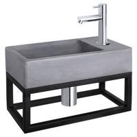 Differnz Force fonteinset beton donkergrijs - kraan recht - met handdoekrek - 40 x 22 x 9 cm - chroom