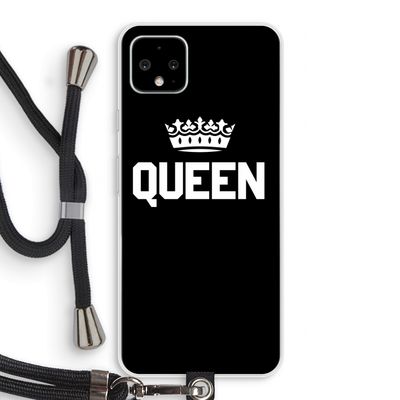 Queen zwart: Pixel 4 XL Transparant Hoesje met koord