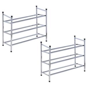 2x stuks schoenenrek - rvs - 3-laags - uitschuifbaar - 61-115 x 23 x 50 cm