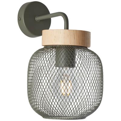Brilliant WandlampGiada groen met hout - 99107/74