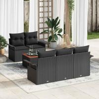 Tuinbankenset met kussen 6 pcs Zwart poly rattan