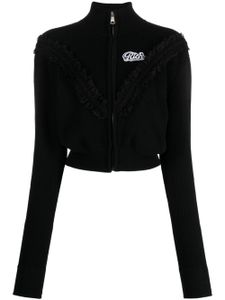 Alessandra Rich cardigan en cachemire à détails en dentelle - Noir