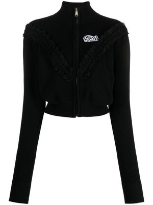 Alessandra Rich cardigan en cachemire à détails en dentelle - Noir