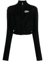 Alessandra Rich cardigan en cachemire à détails en dentelle - Noir