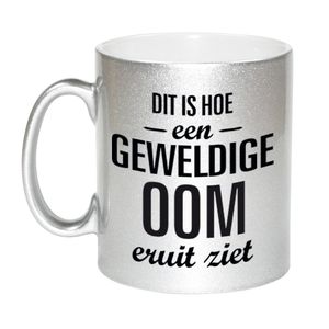 Geweldige oom cadeau mok / beker zilverglanzend 330 ml   -