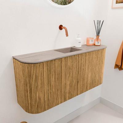 Toiletmeubel Mondiaz Joya Dlux | 93.2 cm | Meubelkleur Oak | Faye wastafel Saba Wasbak Midden | Zonder kraangat(en)