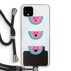 Smiley watermeloen: Pixel 4 XL Transparant Hoesje met koord