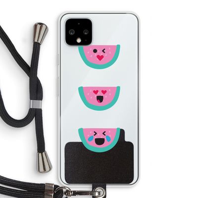 Smiley watermeloen: Pixel 4 XL Transparant Hoesje met koord