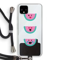 Smiley watermeloen: Pixel 4 XL Transparant Hoesje met koord