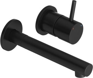 Saqu Shine Straight 2-gats inbouw wastafelkraan inclusief inbouwdeel mat zwart