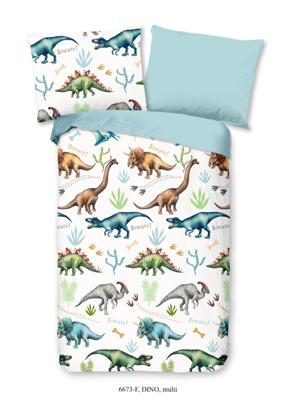 Good Morning Dekbedovertrek "dino&apos;s" - Multi - (140x200 cm) - Katoen Flanel