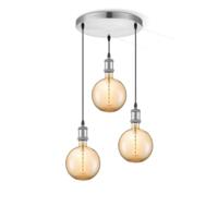Hanglamp chroom vintage rond 3 LED -dimbaar E27 amber