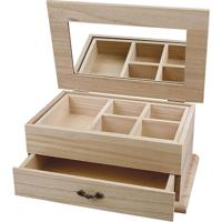 Houten sieraden/juwelen kistje - onbedrukt - 27 x 17 x 12 cm - met spiegel Houten sieraden/juwelen kistje - onbedrukt - 27 x 17 x 12 cm - met spiegel