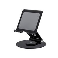 P57 multifunctionele desktop telefoonstandaard opvouwbare 360 ° roterende metalen tablethouder voor live streaming - zwart - thumbnail