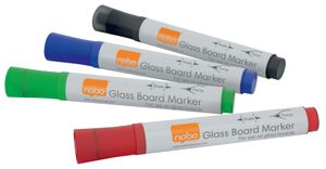 Nobo Markers voor glazen whiteboard 4 st verschillende kleuren